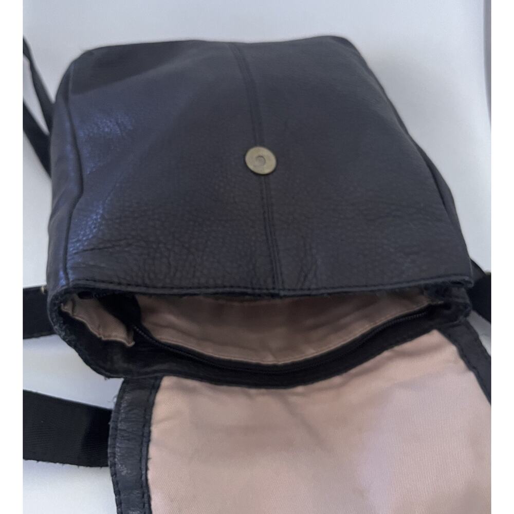 American Leather Co Black Leather Backpack Foldover Minimalist Pebbled Leather - Picture 13 of 16